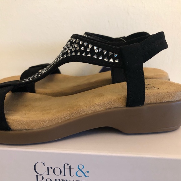 CROFT & BARROW Ortholite Comfort Womens Sandals Black & Diamanté Size 5 Wide New - Picture 4 of 11